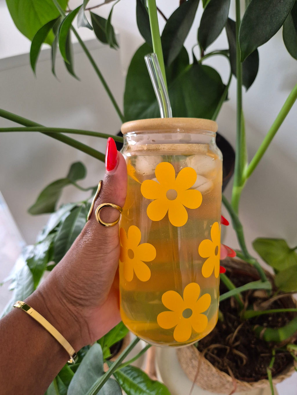Tasse en verre - Fleurs