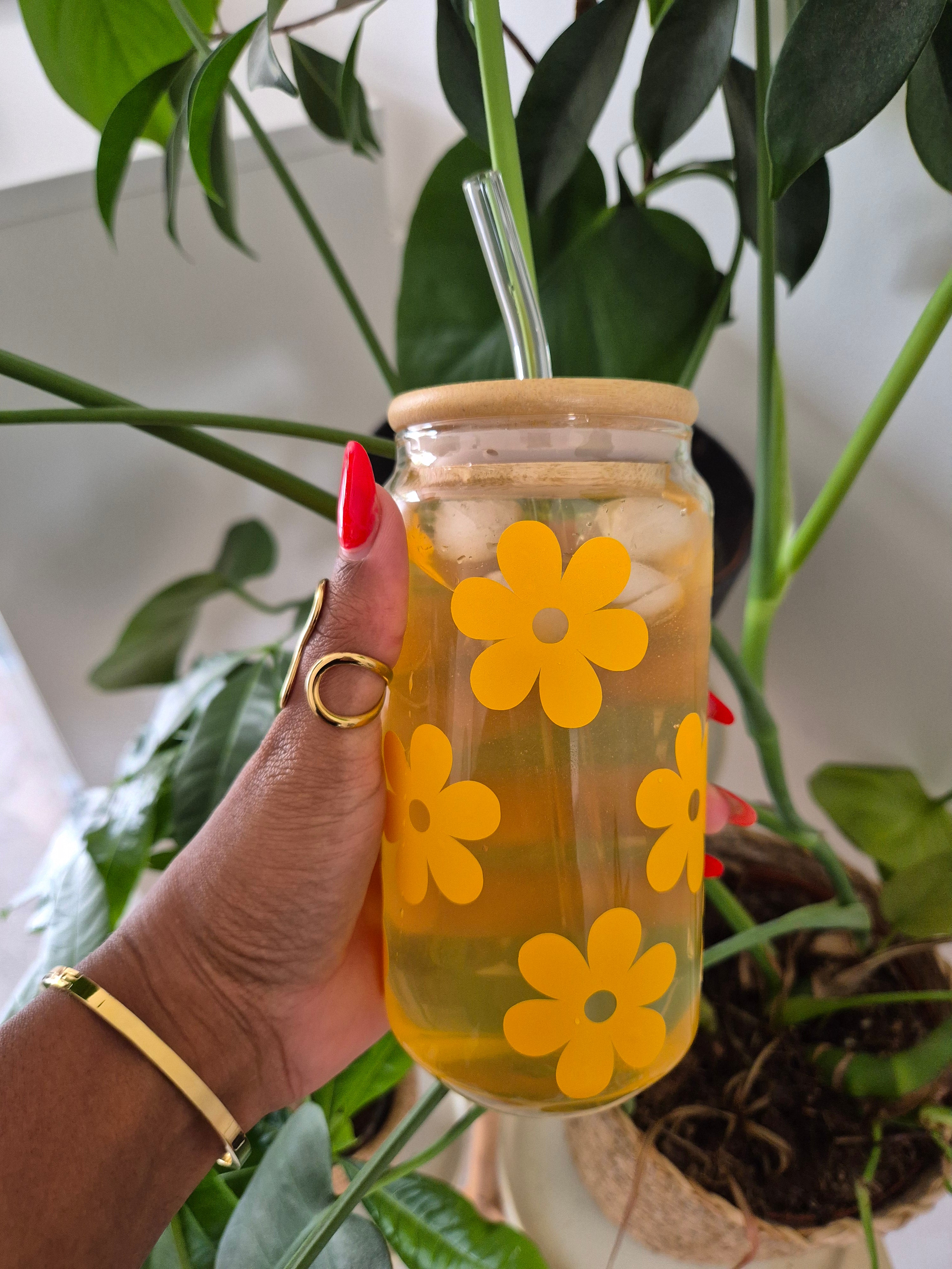 Tasse en verre - Fleurs