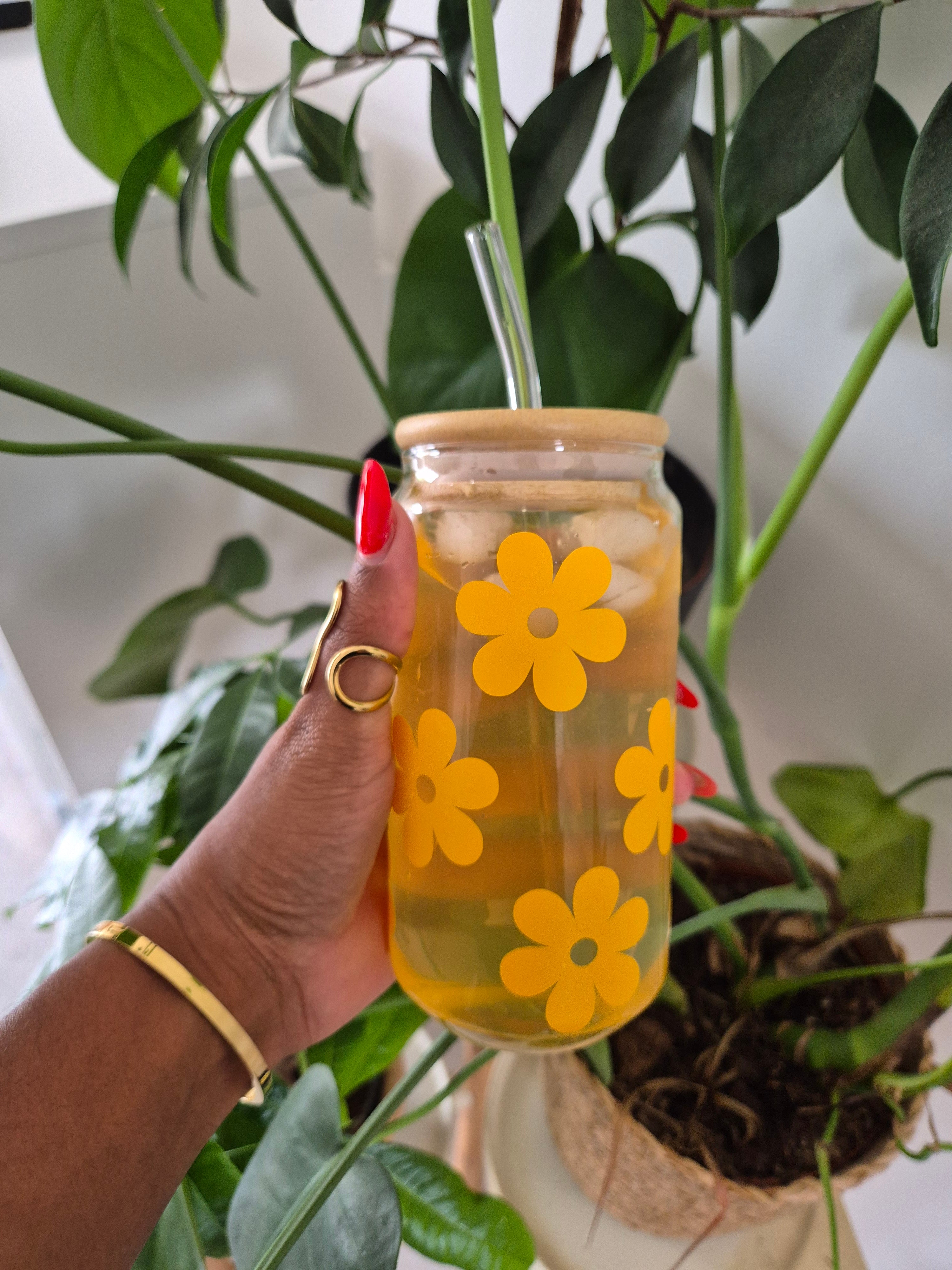 Tasse en verre - Fleurs