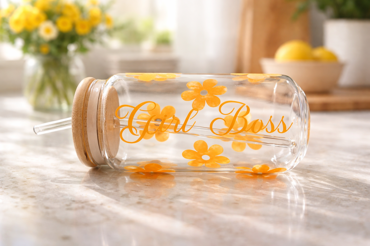 Tasse en verre Fleurs - Girl Boss